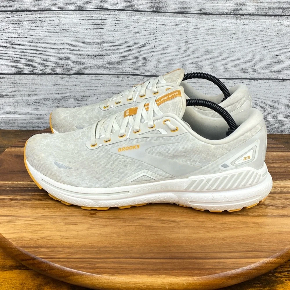 Brooks Adrenaline GTS 23 Blanc Grey Sunflower Running Shoe 1103911D110 Mens 10.5